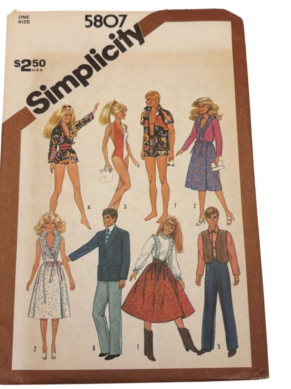 Simplicity 5807 Vintage Barbie & Ken Doll Clothing Sewing Pattern